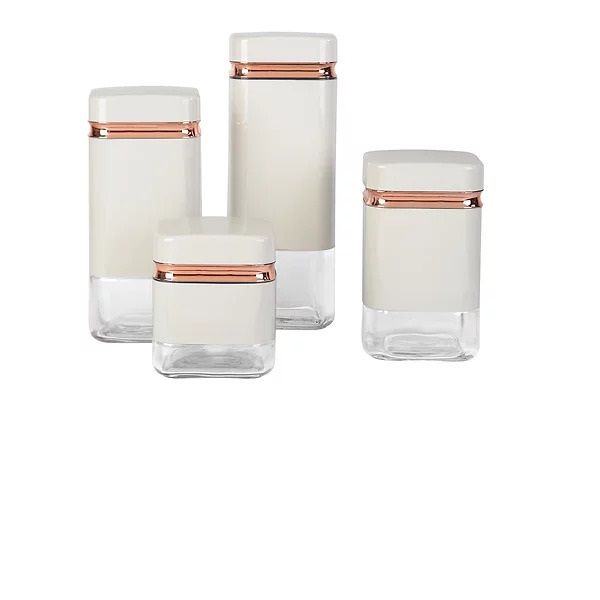 Modern Canister Set For Kitchen With Airtight Lid &amp; Glass Window - 4 piece