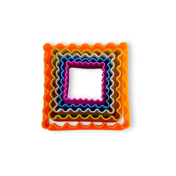 Multi-Color Sqaure Shaped Dual ended Cookie Cutters 5pc Set