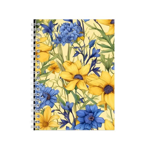 Yellow Daisies And Blue Iris Notebook Art Gift Idea Notepad Pad 116