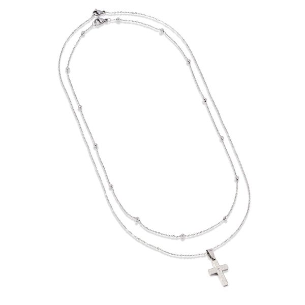 Steel My Heart Waterproof Spanish Lord's Prayer Cross Layered Necklace
