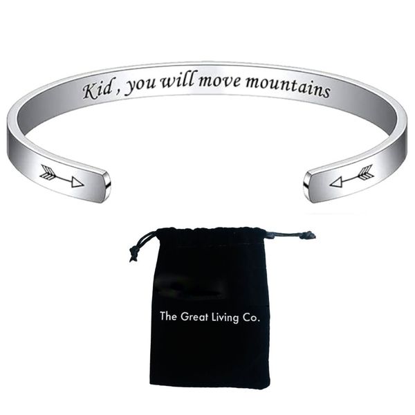 Kid, You Will Move Mountains Stainless Steel Cuff Bracelet In Lux Gift Bag