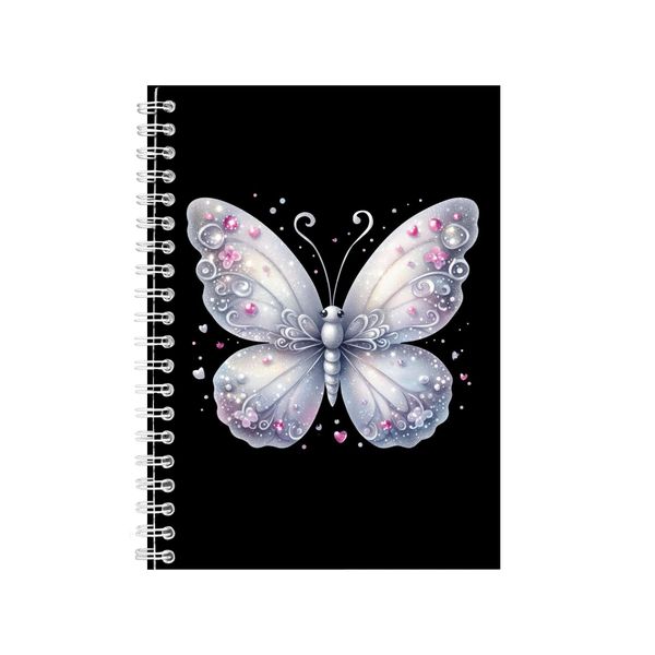 Grey White A5 Notebook Spiral Lined Notepad Glit image