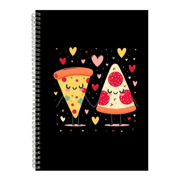 Pizza A4 Notebook Spiral Lined Matching Couples Graphic Notepad Present 092