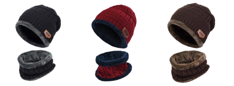 Winter Beanie Hats and Neck Warmer x 3 - Assorted Colours