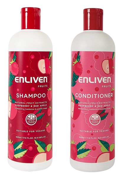 Enliven Shampoo and Conditioner Raspberry and Red Apple 500ml 2-Pack