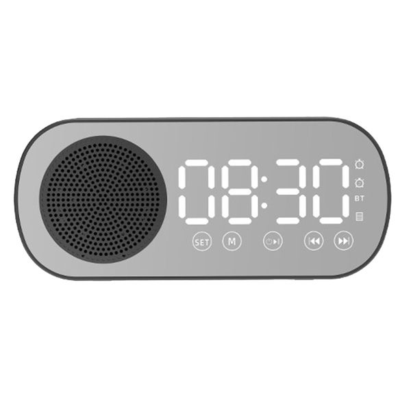 Bluetooth Speaker Clock Multifunctional Smart Digital Mirror Alarm Black
