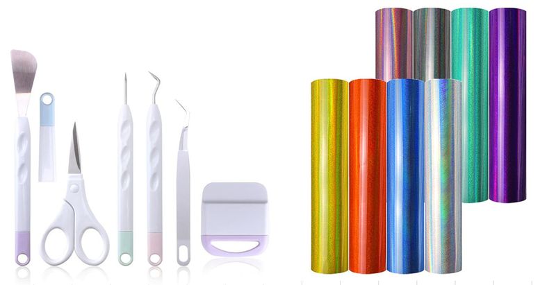Vivid Colours Holographic Shimmer Sticker Vinyl 8pc + 1m Trans + Tools
