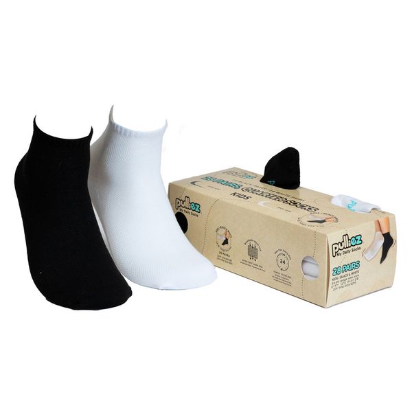 Pulliez- Girls Quarter Socks Black &amp; White Mix 28 Pairs