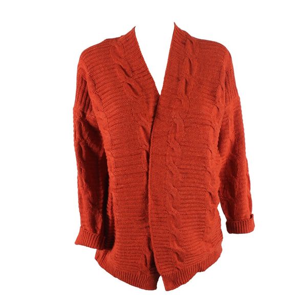 Blackcherry Burnt Orange Pattern Cardigan
