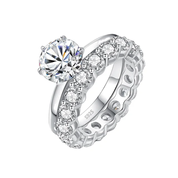 Victoria 2CT Round Brilliant Cut Solitaire with 4mm Eternity Ring For Women