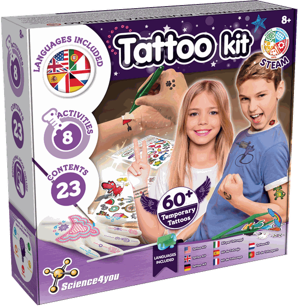 Science4you - Temporary Tattoos Kit - Create 60+ Tattoos, Gift for Kids 8+