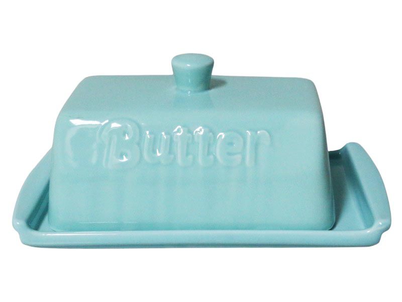 George &amp; Mason Classic Porcelain Butter Dish-Bottom:21.5x12.7x2 - Blue