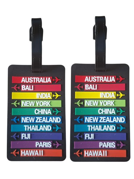 2 Piece Travel Luggage Tags - Colourful Destination Design