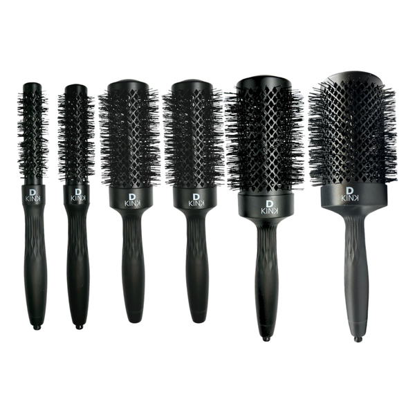 DKINK Lustra Ionic Thermal Styler Brush- Black 20+ 25+ 32+ 43+ 53+ 65mm Set