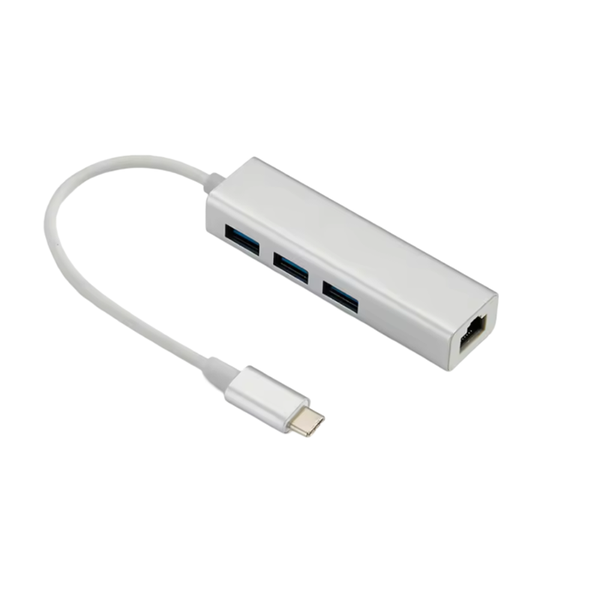 Type C 2.0 to RJ45 Fast Connectivity Ethernet Network Adapter with 3 Ports