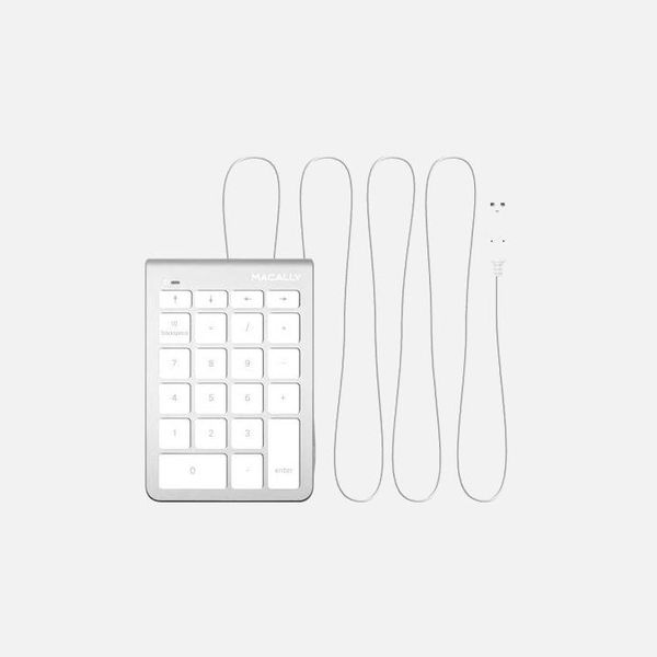 Macally - 22 key USB Numeric Keypad for Mac/PC (NUMKEY22) Silver/White