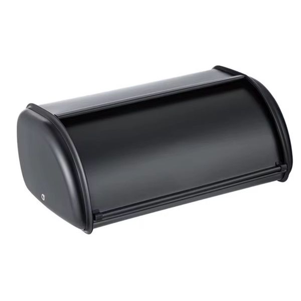 Vintage Stainless Steel Bread Bin-30x20x12cm-Black