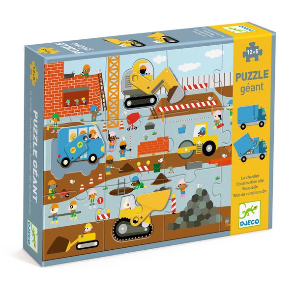Djeco Giant Puzzle - Construction Site - 12 Piece