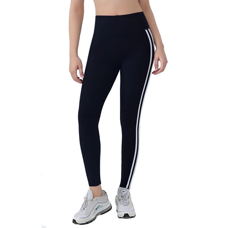 Women's High Waist Yoga Pants Striped Sport Yoga Workout Tight Leggings