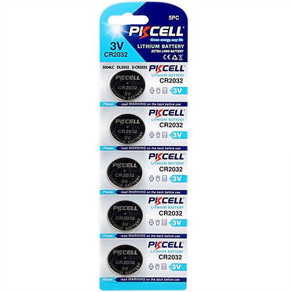 PKCELL CR2032 Lithium Coin Battery (Card of 5)