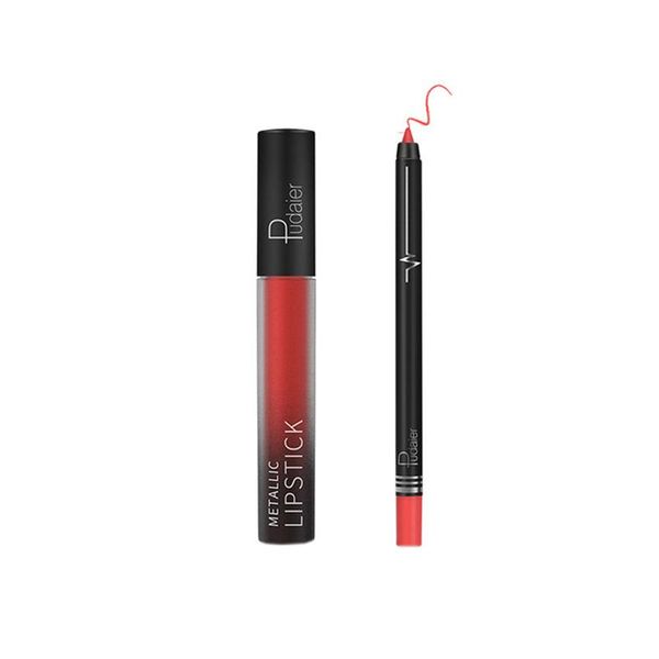 Pudaier Matte Lipgloss &amp; Lip Liner Pencil - Makeup Kit #17