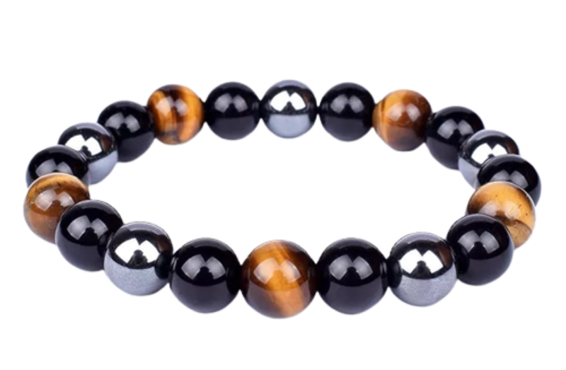 Triple Protection Bracelet/Beaded Bracelets for Men/Women-Tigers Eye/Bangle
