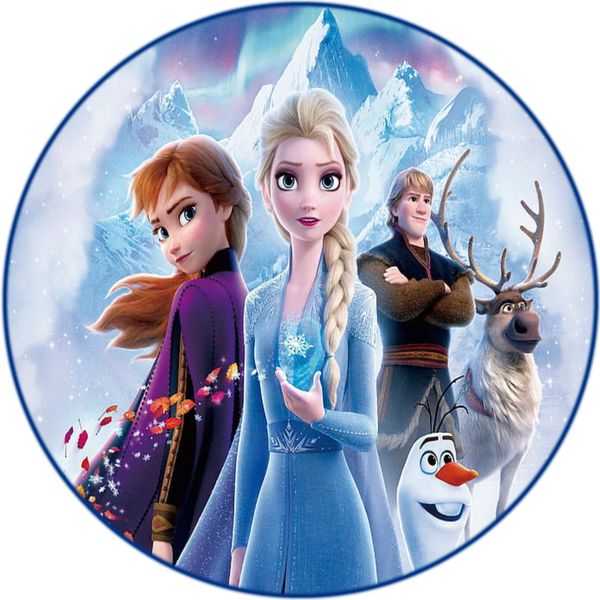 Frozen Round Wooden Vinyl Signage 63cm