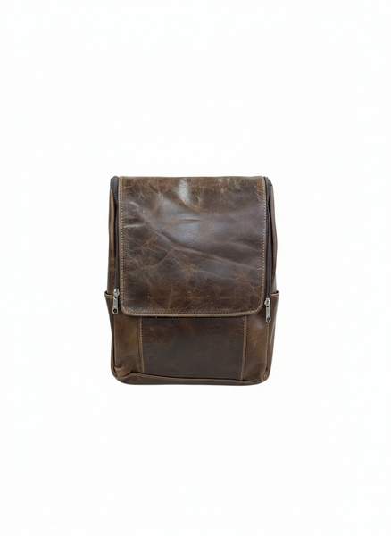 Smooth Brown Leather Backpack with Flap Top - Stylish Durable Everyday Bag