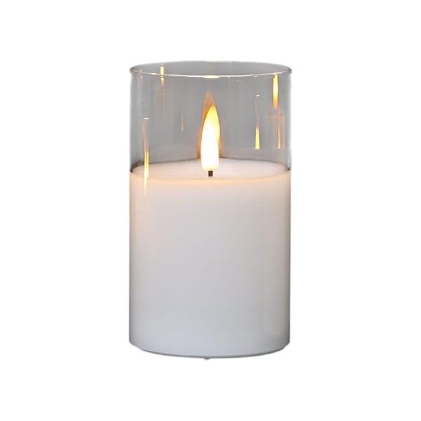 1 Piece Medium Transparent LED Wishing Candle Set With Warm Light - White