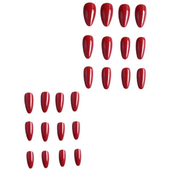 24 Piece - Elegant Almond Shaped Acrylic Press On Nails - Red