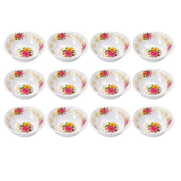 12 Piece Floral Melamine Soup Bowls Set - Lightweight Dinnerware