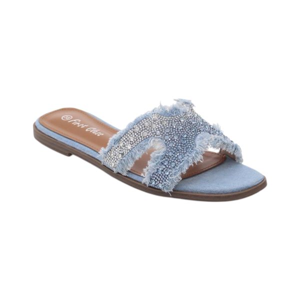 Milana one band first class denim mat flat sandal denim blue