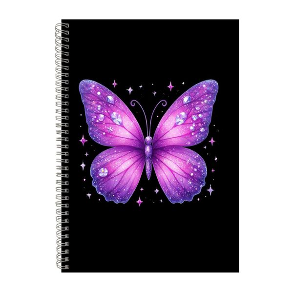 Purple A4 Notebook Spiral Lined Notepad Glitter image