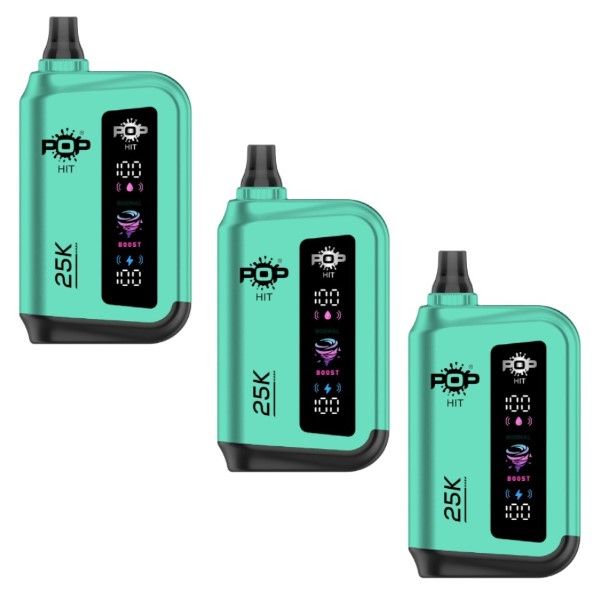 Pop Hit Rechargeable Vape Bar 25K Puffs 50mg - Simply Mint - 3 Pack