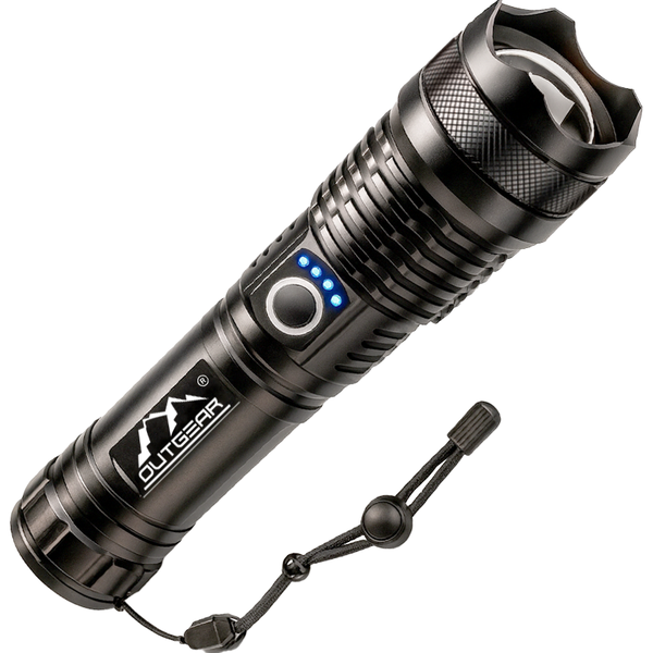 OutGear SuperBeam Flashlight Torch - 2000 Lumens, 300m Range, Rechargeable