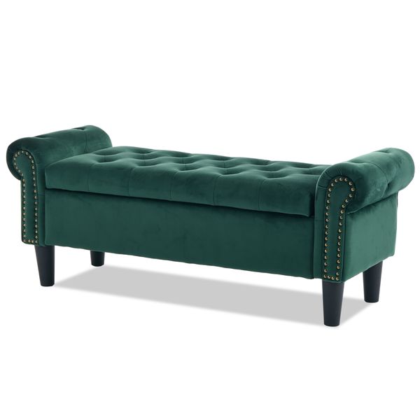 Green Rectangular Storage Ottoman
