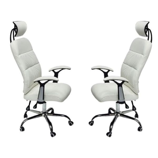 Set of 2 Leather Reclining Office Chairs