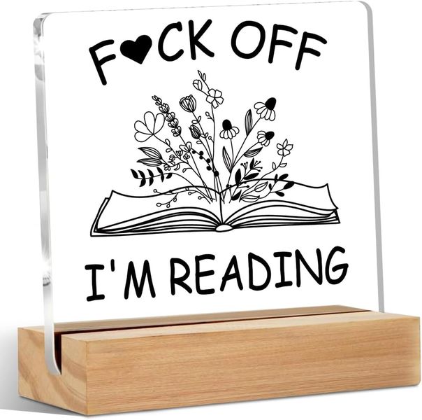 I'm Reading Floral Acrylic Sign, Reading Room Decor