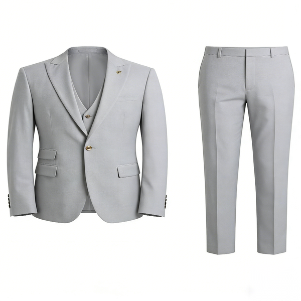 Men's Formal Slim Fit Suit Set Light Grey Lively - 3 Piece