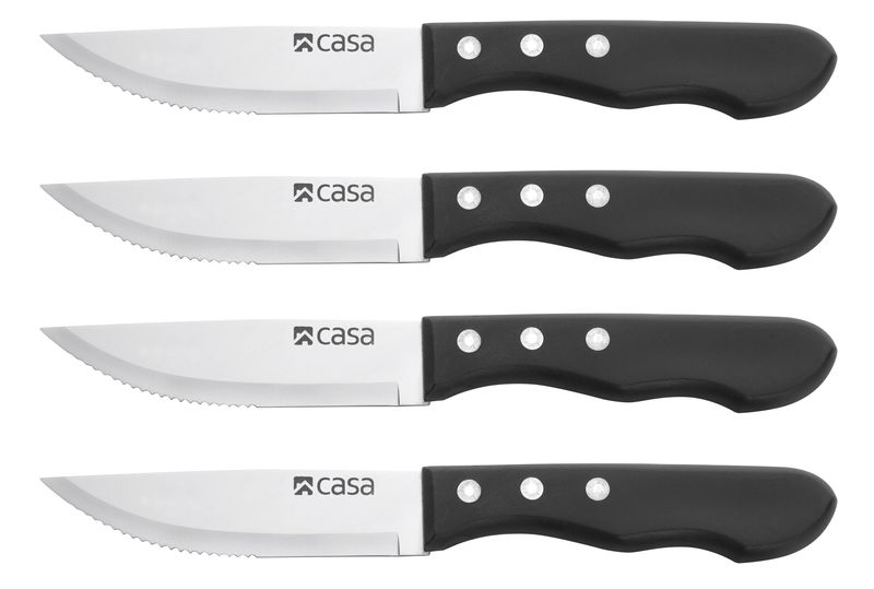 Casa Black, Silver Lazio Steakhouse Knife Set - 4-piece