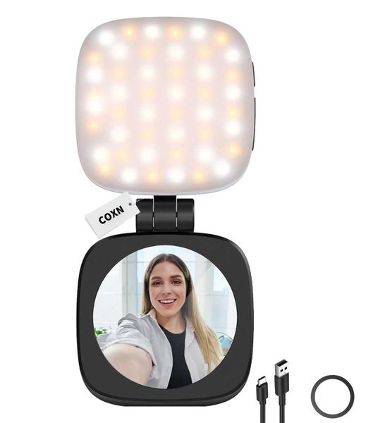 Coxn-Folding MagSafeLED Phone Fill Light with Mirror for Makeup Photography