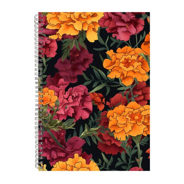 Orange Marigolds And Pink Snapards Notebook Animal Gift Idea Notepad Pad 113