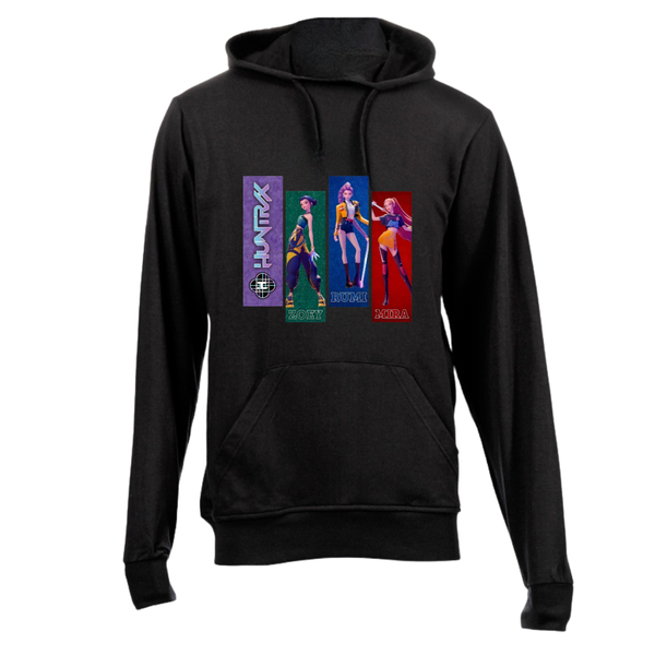 Kids Black Brushed Cotton Hoodie - K POP Demon Hunters Star