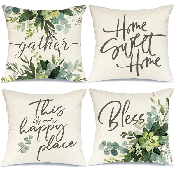 Spring Pillow Covers Set Of 4 Farmhouse Throw Pillows- 18X18
