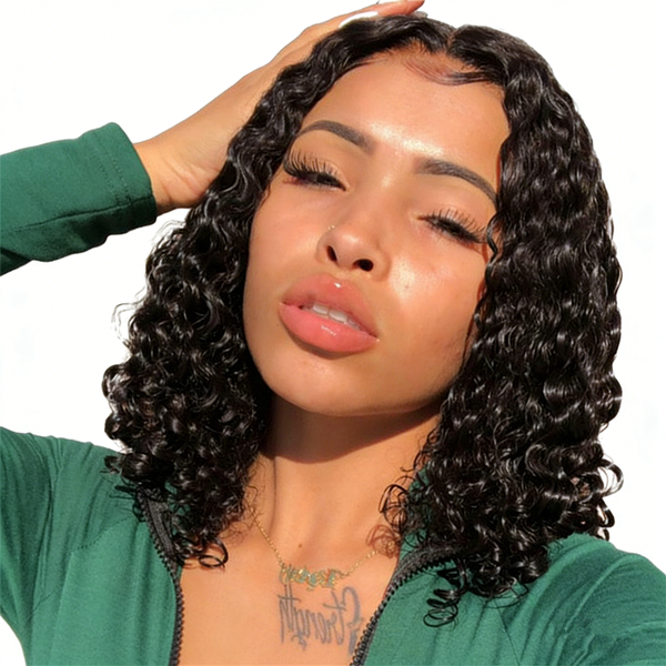 EMMOR African Style Curly Short Black Fluffy Wig