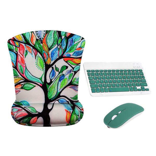 LD Ergonomic Tree of Life Mouse Pad and Wireless Keyboard and Mouse Combo