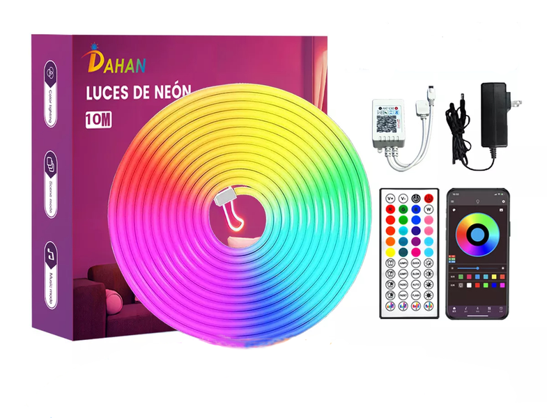 DAHAN 10m RGB LED Neon Strip Light Bluetooth APP Control Waterproof