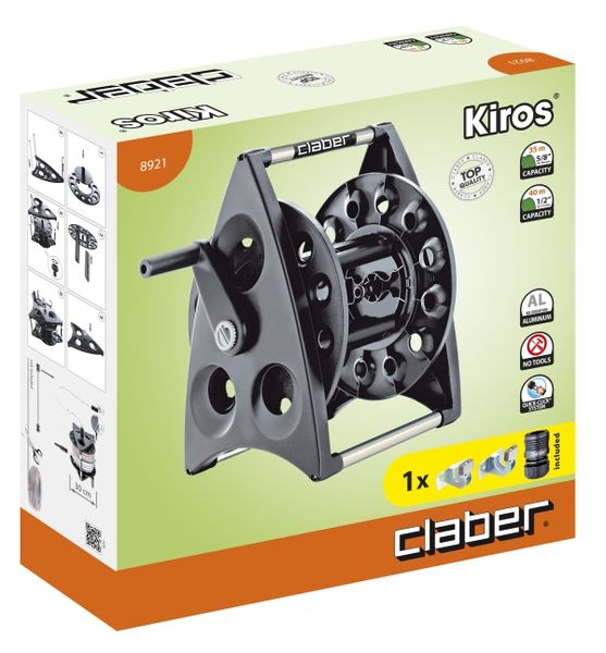 Claber Kiros Hose Reel Wall Mount (Capacity 1/2" 40m)