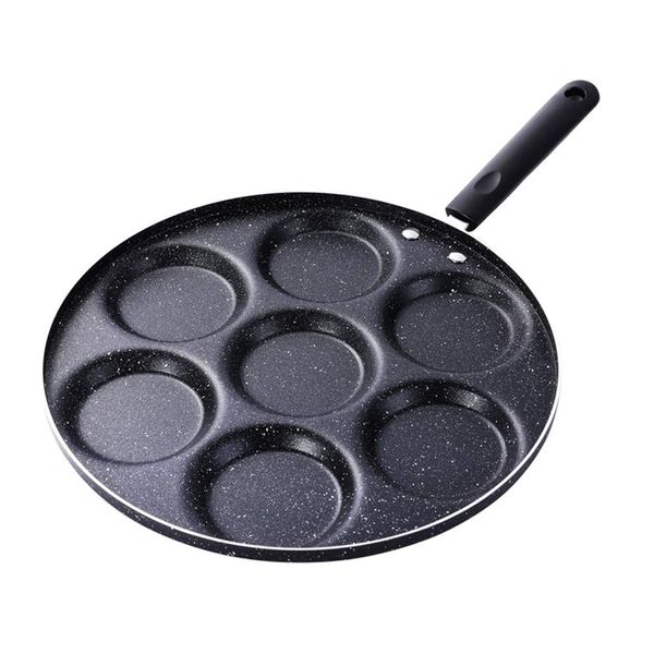 7 Holes Non-Stick Frying Pan Fried Eggs Pot - Black