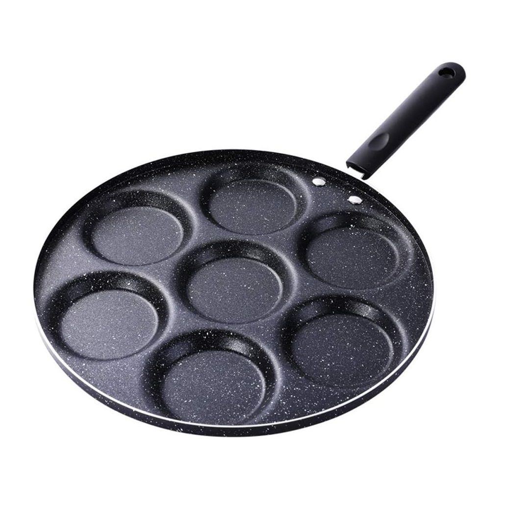 7 Holes Non-stick Frying Pan Fried Eggs Pot - Black 